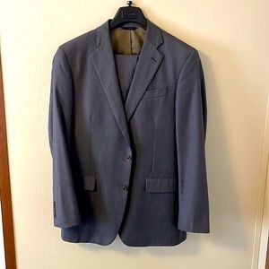 Brooks Brothers Gray\Brown Pinstripe Suit Size 42L 36x32 Pleated Pants